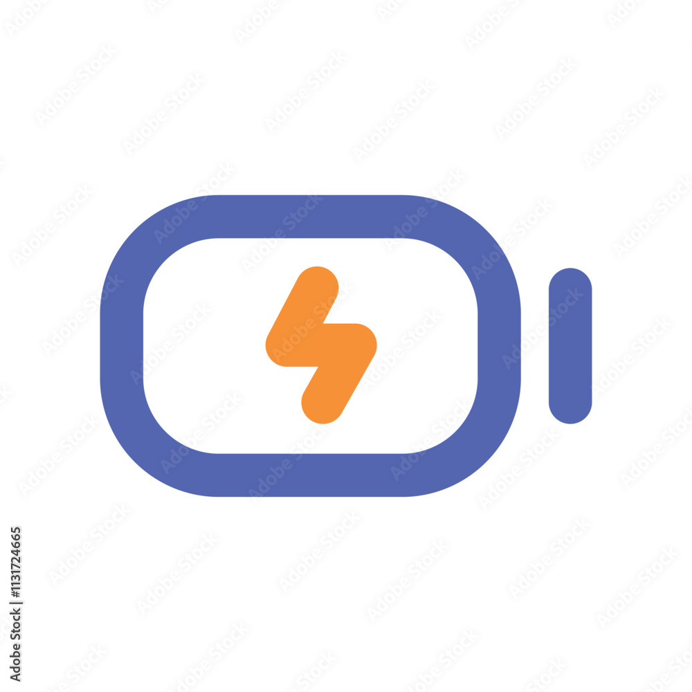 Aufkleber a pixel art graphic depicting a low battery indicator with an orange plus symbol inside a blue recta