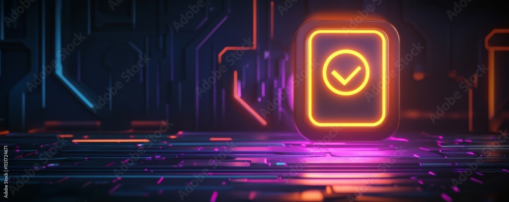 Aufkleber battery storage portable concept. glowing power button icon with alert symbol on dark background