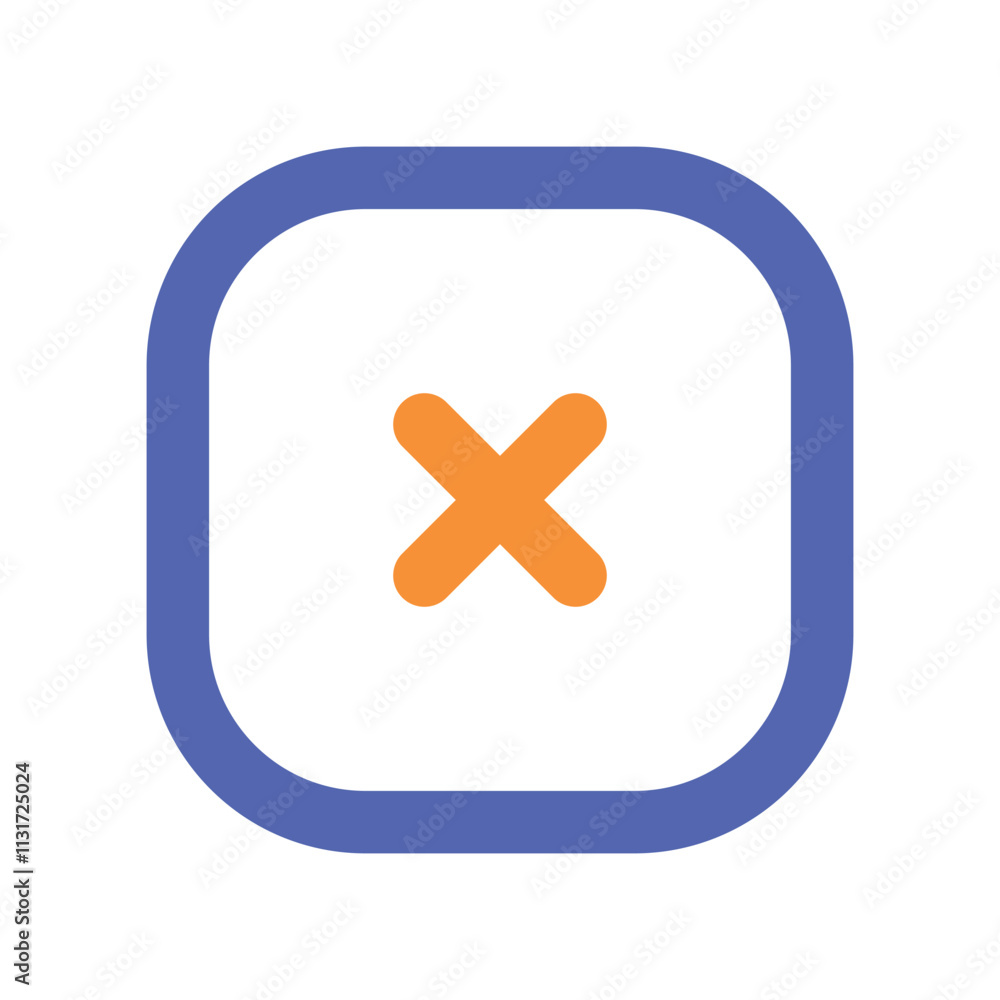 Poster a simple pixel art graphic featuring an orange cross centered within a blue circular border.