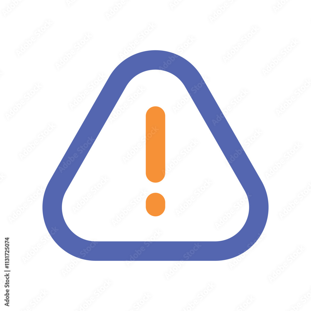 Poster a simple pixel art image depicting an abstract warning symbol a blue triangle surrounding an orange 