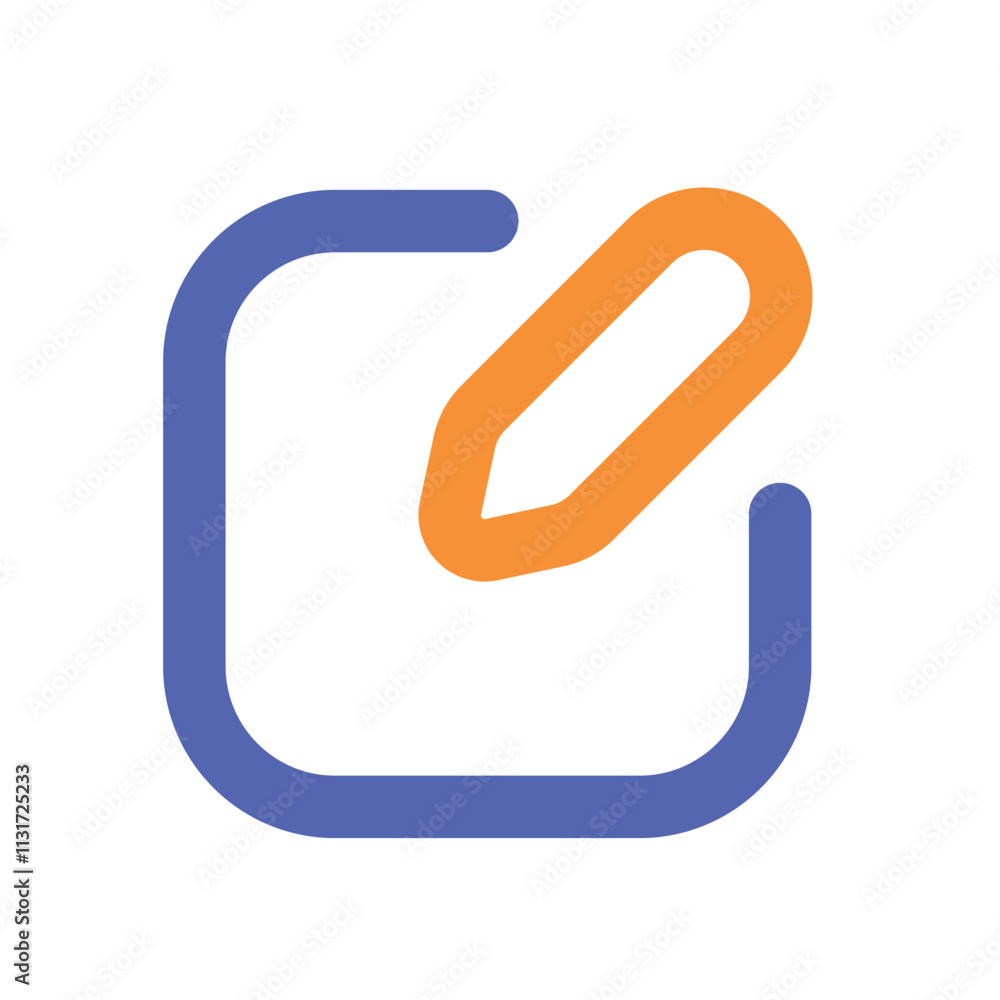 Poster a simple abstract image featuring an orange ring partially inside a blue square frame.
