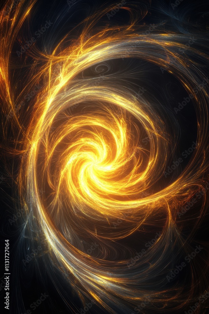 Aufkleber a mesmerizing swirling pattern of golden and silver hues, creating a sense of depth and movement.