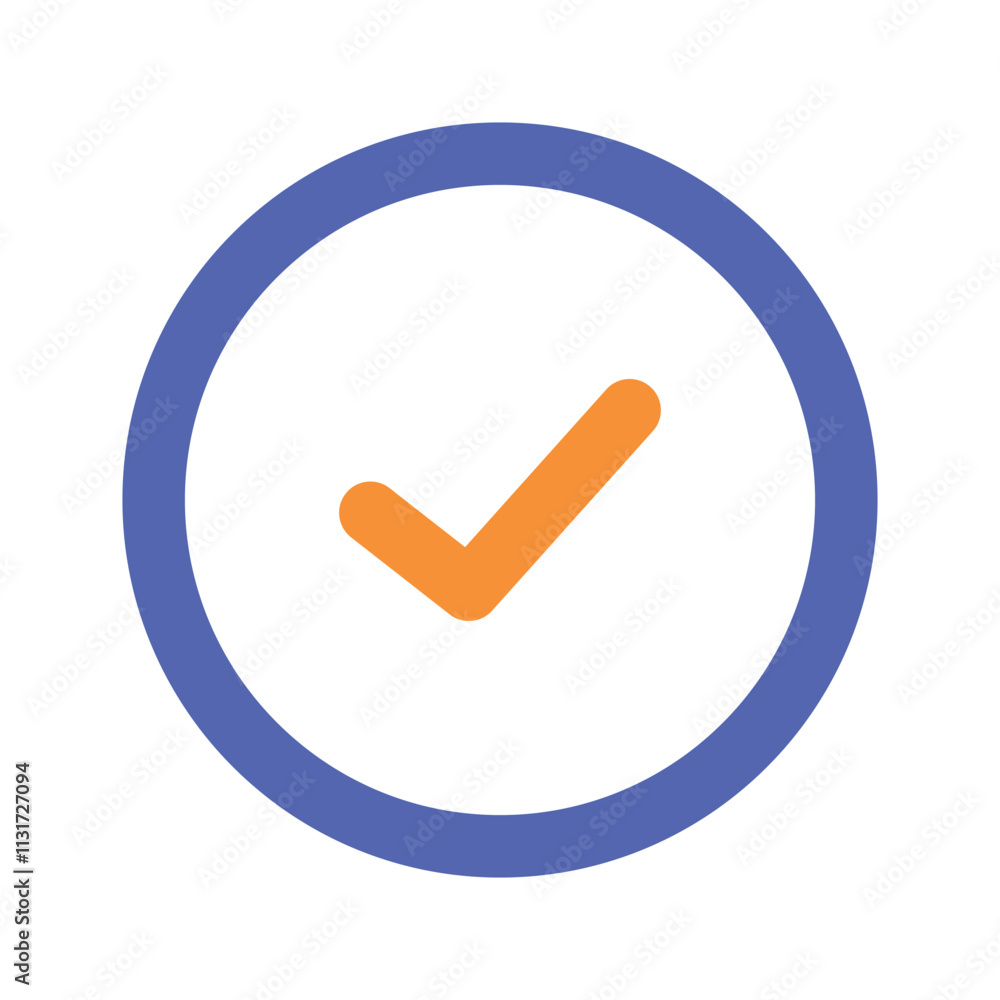 Poster a pixel art style icon depicting a checkmark inside a circle representing completion or approval.