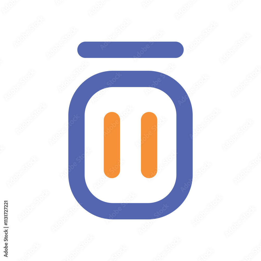 Poster the image shows a stylized pixel art design resembling a lantern with a blue frame and orange light 