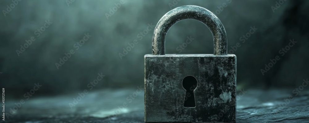Poster anti tracking technology concept. digital padlock symbolizing encryption and data security