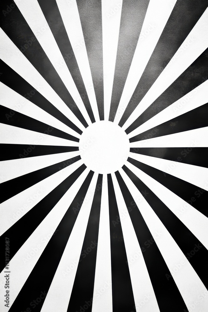 Poster a striking black and white radial pattern creates a dynamic visual effect, perfect for various desig