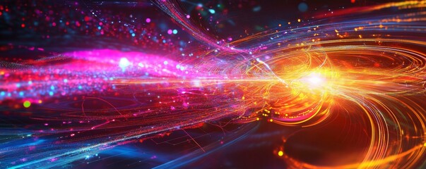 Anti tracking technology concept. Digital network connections with vibrant light waves and nodes