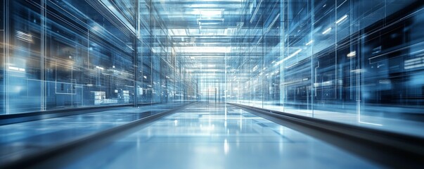 Obraz premium Automated conveyor systems in a hightech industrial warehouse, automated warehouse, engineering logistics