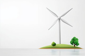 A clean infographic-style windmill design with lines and graphs in soft gray and green