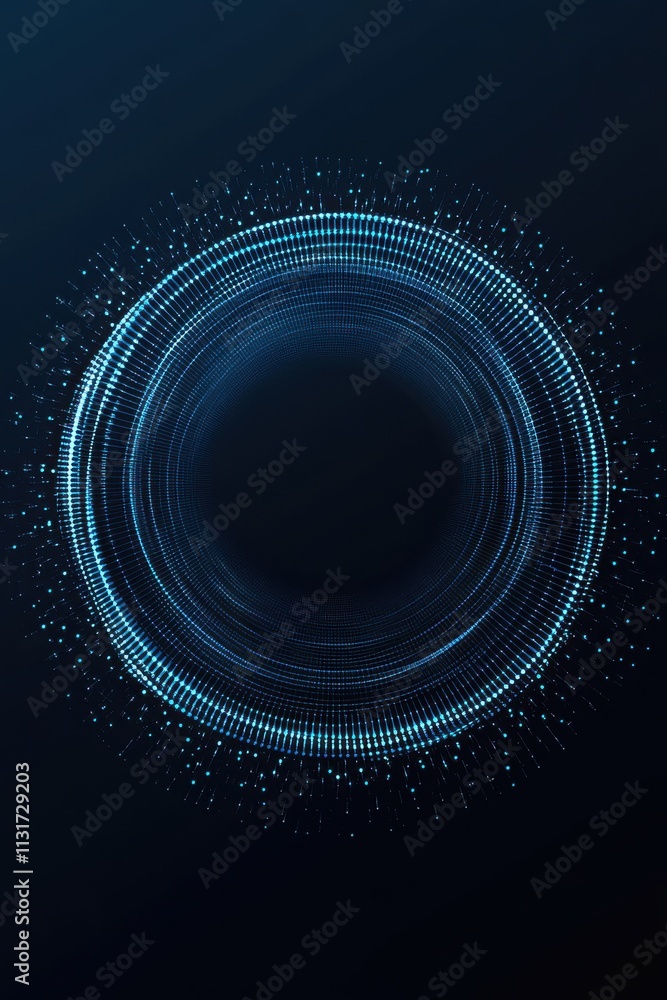 Poster abstract digital background with circular blue light patterns creating a futuristic vibe.