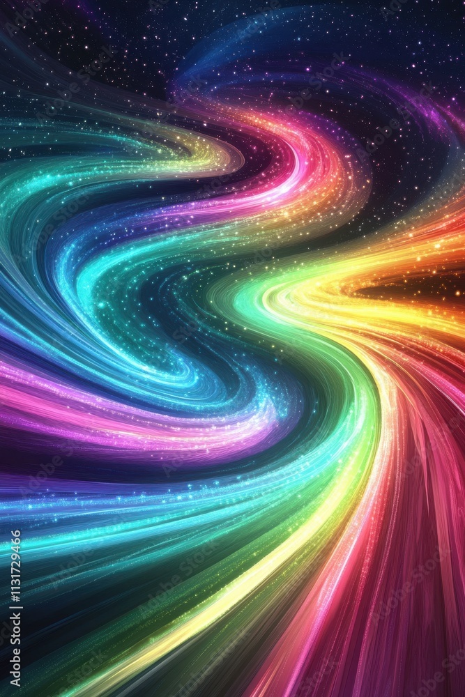 Poster a vibrant swirl of colors in cosmic space, creating an ethereal and mesmerizing atmosphere.