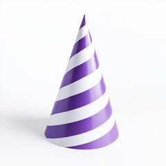 Blue striped birthday party hat isolated on white background