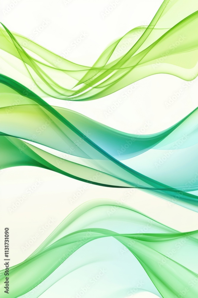 Aufkleber elegant green and turquoise abstract waves create a serene and fluid visual experience.