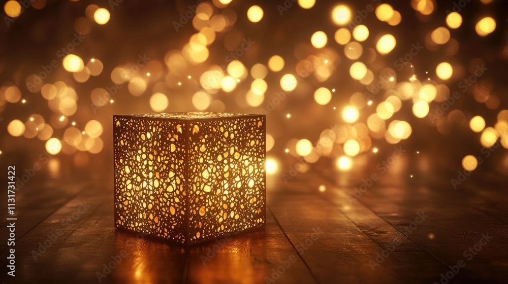 Aufkleber decorative lantern with bokeh lights in soft warm glow background