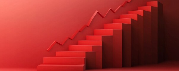 Obraz premium Climbing business steps with growth indicators on the sides, progress symbol,