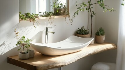 Bright and Modern Bathroom with Ceramic Sink