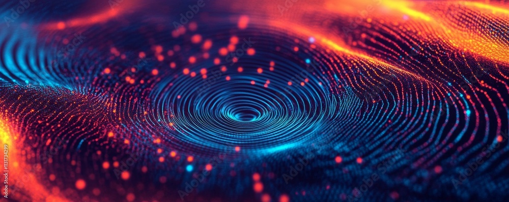 Poster crime, digital footprint concept. abstract digital vortex with luminous data patterns and vibrant co