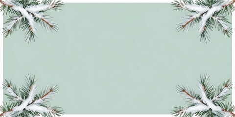 Abstract background with pine tree leaves on borders of light green screen, with free copy space for text or advertisement