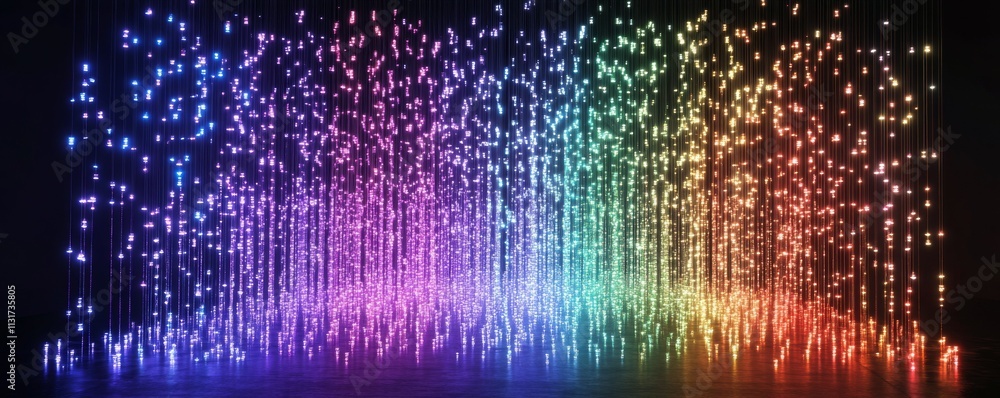 Aufkleber fiber optic performance concept. vibrant lines of colorful dots create mesmerizing visual effect