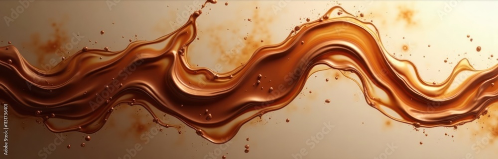 Poster Fluid motion of swirling coffee, milk creates rich color, texture. Generative AI design displays abstract liquid art. Smooth flowing liquid swirls, splashes. Elegant dynamic display of fluid. Rich