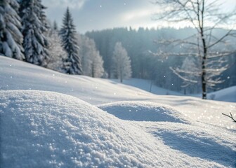 Fototapeta premium winter space of snow Christmas Xmas holiday ice snowy day in nature snowflake season with frozen trees in natural park at snowfall weather cold new year outdoors mountain