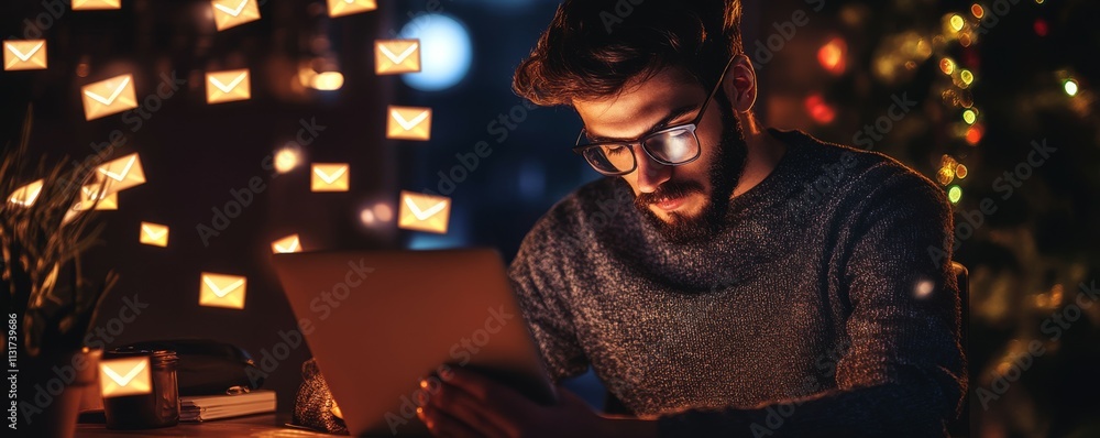 Poster hacker sending spam virus emails from a dark, hightech environment, spam virus hacking, cyber crimin