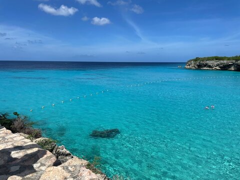 Turquoise ocean in Grote Knip beach Curacao 