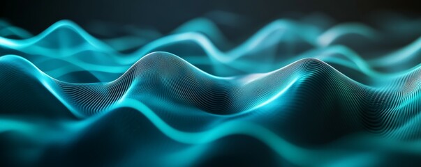 Obraz premium Minimalist 3D rendering of sound waves forming smooth ripples in water, acoustic waves, elegant design