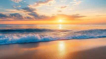 Fototapeta premium wave and sunset on a background a sea