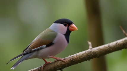 Obraz premium A small, colorful bird perched on a branch.