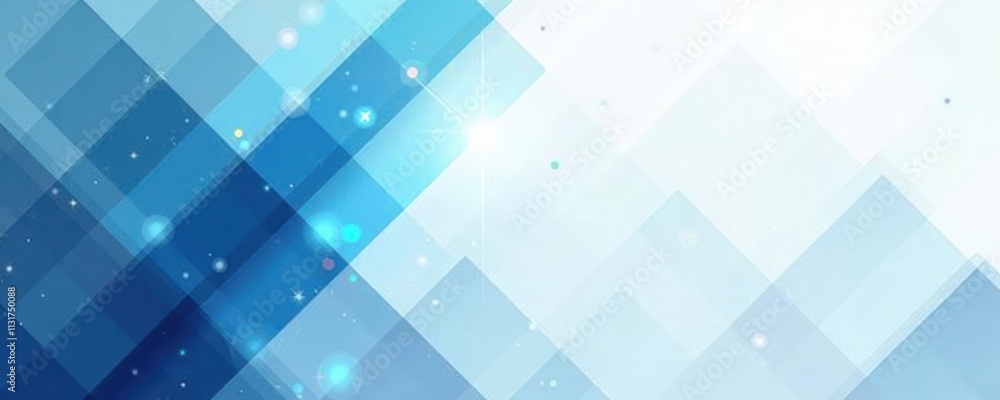 Leinwandbilder Abstract background design uses geometric shapes in blue, white. Modern, trendy design. Suitable for tech or eco-friendly themes. Clean, elegant presentation template for header or web banner.