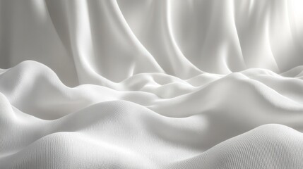 Obraz premium A close-up view of flowing white fabric creating soft, undulating waves.