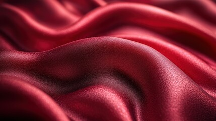 Fototapeta premium A close-up view of luxurious red fabric, showcasing its smooth, flowing texture and sheen.