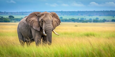 Fototapeta premium African Elephant in Grassland, african elephant, grasslands