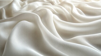 Obraz premium A close-up view of soft, flowing white fabric creating elegant textures and patterns.
