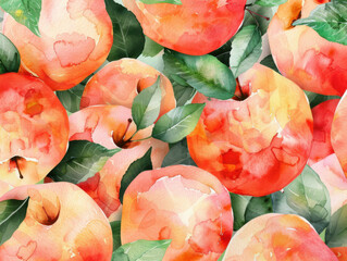 Watercolor pattern of peach for vibrant and summery design