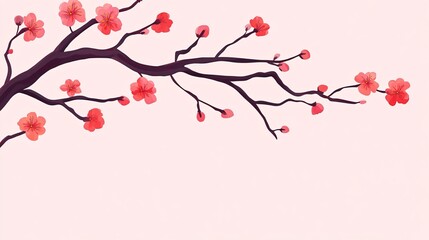 Fototapeta premium Minimalistic Cherry Blossom Layout for Lunar New Year Design