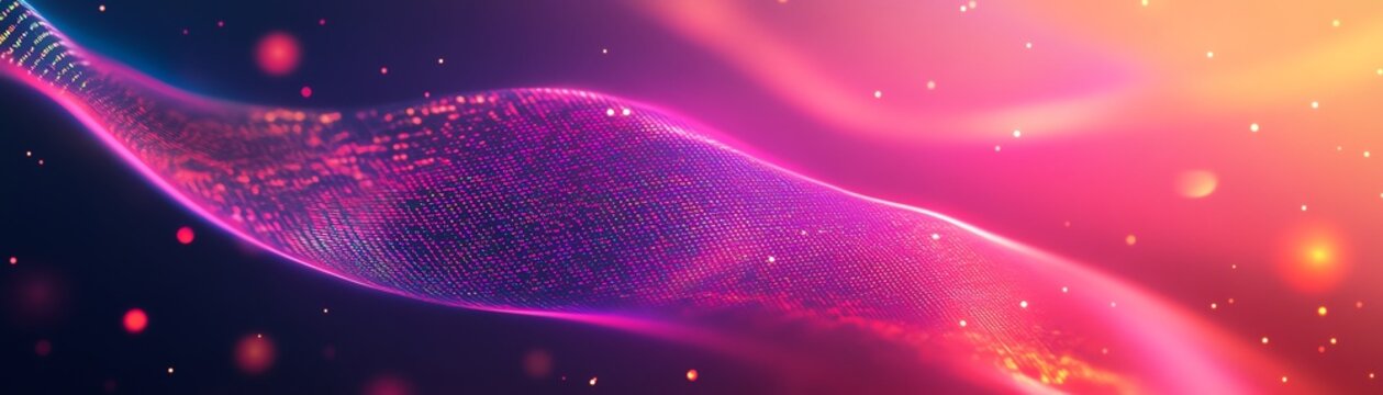 Web development concept with HTML code on blurry background, vibrant colors, smooth gradients, glowing lines, digital art aesthetic, creative coding atmosphere