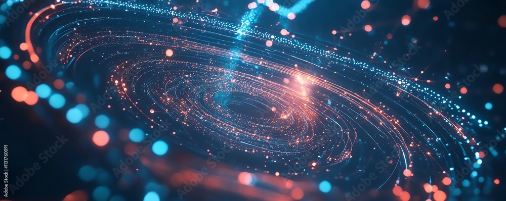 Poster abstract digital communication concept with glowing network connections, 3d rendering, blue backgrou