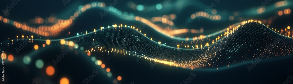 Poster abstract network connections with glowing dots and lines on dark blue background, 3d rendering, conc