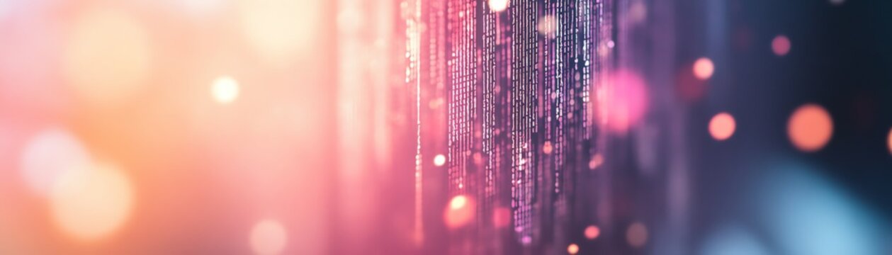 HTML code on blurry background, softfocus effect, tech art, programming concept with light lines, soft color transitions, digital web development
