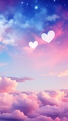 Fantasy evening sky background with heart shaped clouds backgrounds outdoors nature.