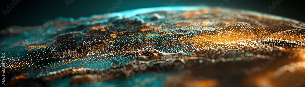 Poster 3d rendering of a telecommunication world map concept with digital dots and lines on a pixelated wor