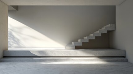 Obraz premium Minimalist concrete staircase in modern interior.