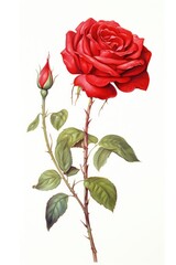 Rose flower plant white background.