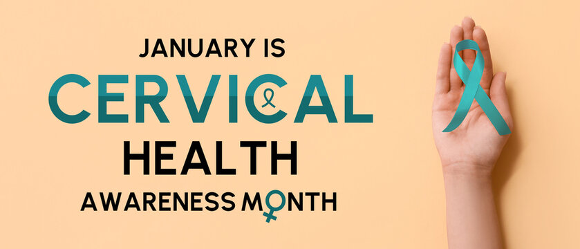 Female hand and pink ribbon on color background, closeup. Breast cancer awareness concept - Powered by Adobe