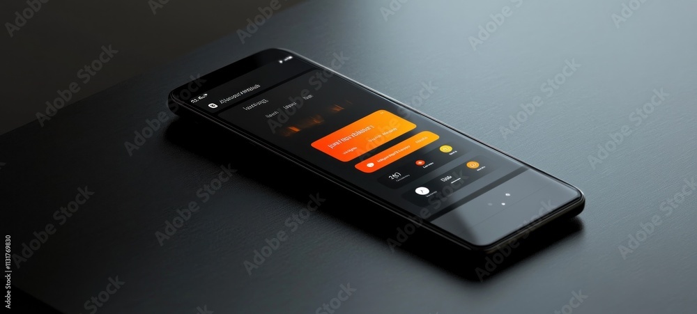 Poster smart home app interface design: sleek dark mode mobile app