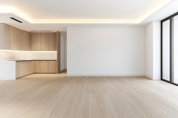 Fototapeta premium Minimalist and Airy Open Concept Home Interior with Soft Natural Illumination