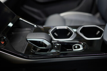 Fototapeta premium Macro shot of a car gear lever an essential auto part