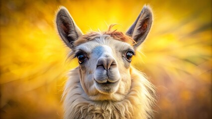 Fototapeta premium A Gentle Alpaca Gazes Into the Golden Hues of Autumn with a Curious and Serene Expression